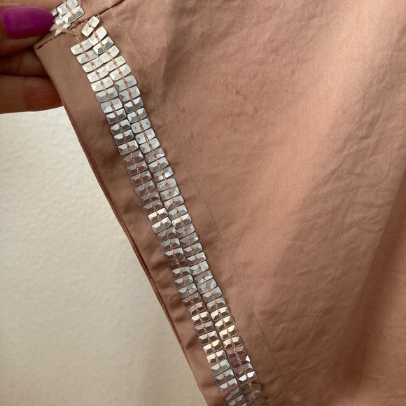 Loft Short Sleeves Top Brown Tan Medium Petite Trendy Top - Picture 4 of 5